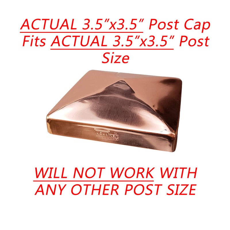 Decorex Hardware 3.5"" x 3.5"" Solid Copper Pyramid Post Cap for True/Actual 3.5"" x 3.5"" Wood Posts (Works ONLY with Actual 3.5"" x 3.5"" Posts. Will NOT Work with Actual 4"" x 4"" Posts) - Image 2